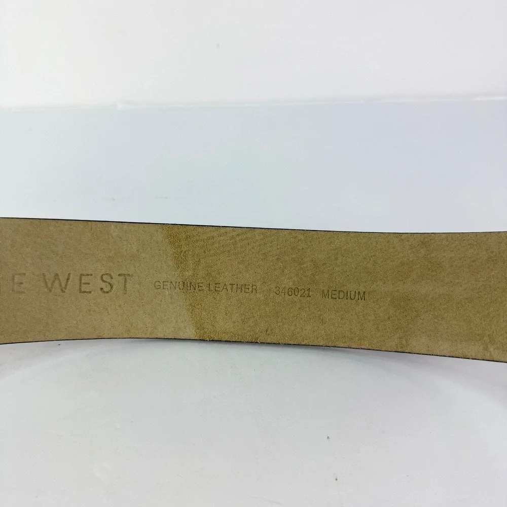VTG RETRO Wide Nine West M Black Patent Leather Square Buckle Women Belt